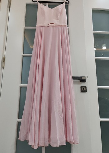 Olisha Pudra Pileli Uzun Abiye Elbise - Görsel 3