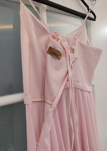 Olisha Pudra Pileli Uzun Abiye Elbise - Görsel 6