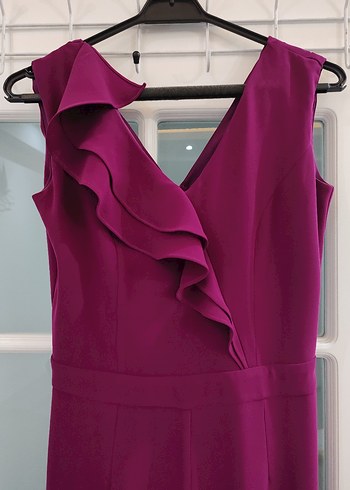 Mor Uzun Drapeli Kadın Tulum - Görsel 2