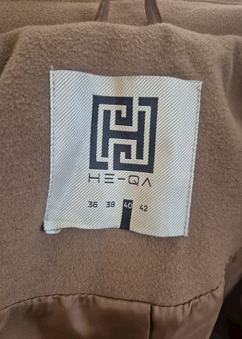 Düğmeli Bej Midi Kadın Camel Kaşe Kaban HEQA - Görsel 4