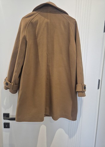 Düğmeli Bej Midi Kadın Camel Kaşe Kaban HEQA - Görsel 3