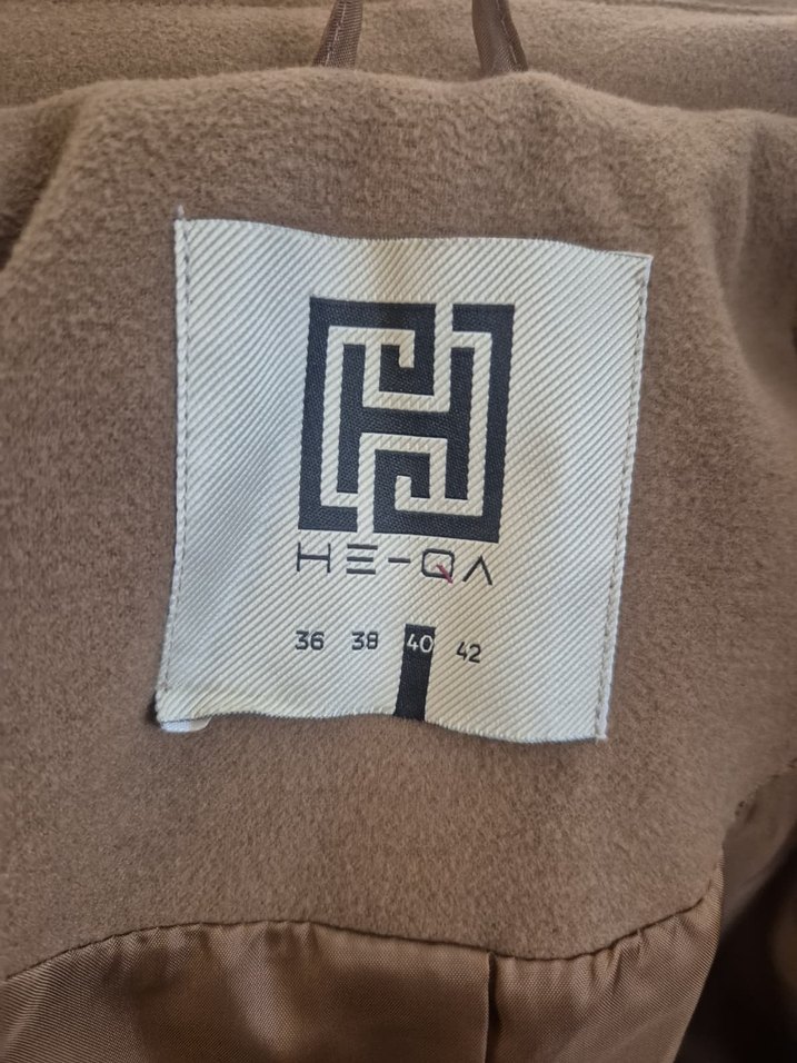 Düğmeli Bej Midi Kadın Camel Kaşe Kaban HEQA - Görsel 4