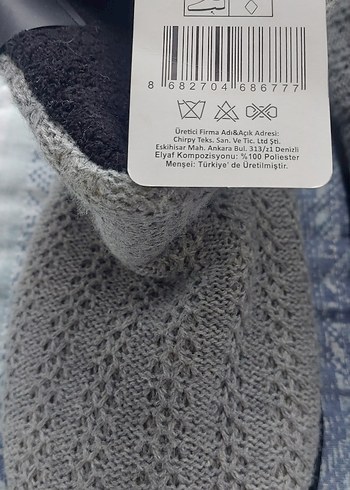 Chirpy marka 42-43 numara gri örgü erkek panduf - Görsel 3