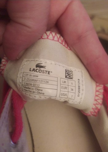 38 Beden kırmızı Renk Kadın Kırmızı Laced Lacoste Spor Ayakkabı