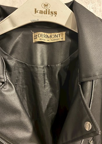 Kadın Siyah Mini Deri Biker Ceket - Görsel 2