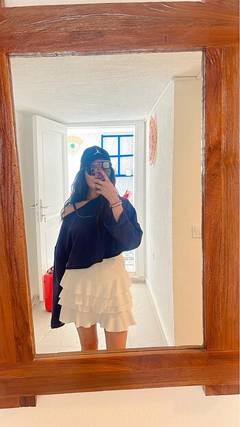 Diğer Fırfırlı Beyaz mini şort etek