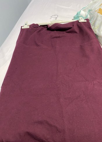 Bordo Drapeli Uzun penye hamile etek - Görsel 6