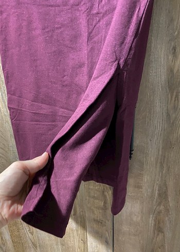 Bordo Drapeli Uzun penye hamile etek - Görsel 4