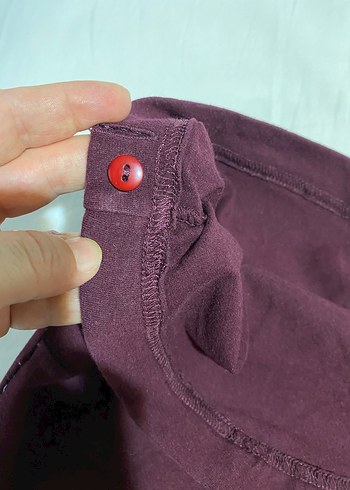 Bordo Drapeli Uzun penye hamile etek - Görsel 3