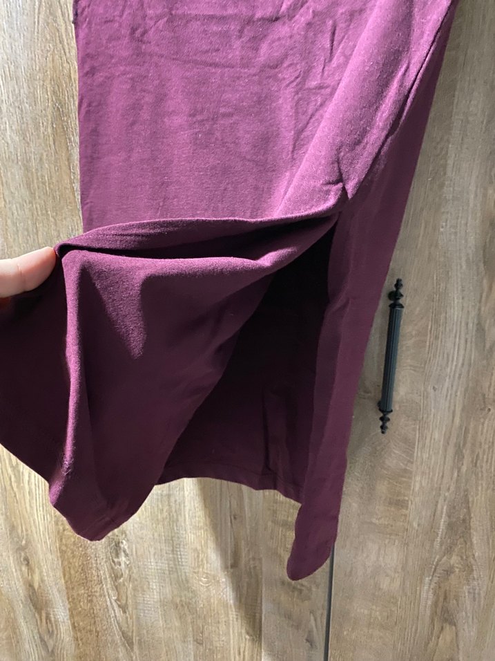 Bordo Drapeli Uzun penye hamile etek - Görsel 5