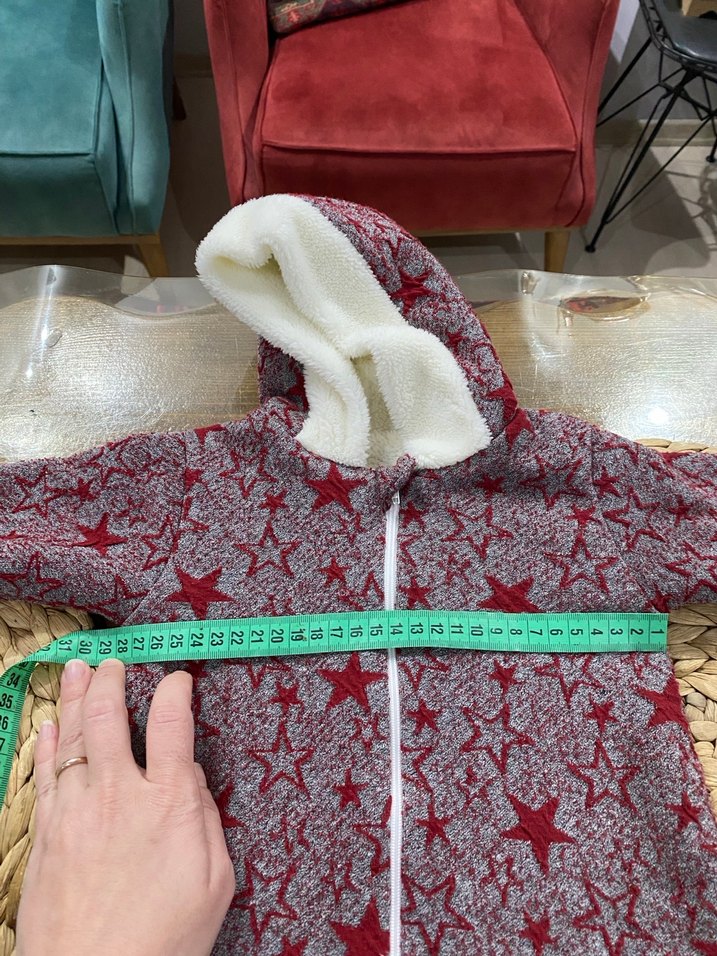 Bordo Nakışlı Kapüşonlu Bebek astronot - Görsel 4