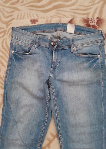 H&M Kadın Mavi Parlak Denim Pantolon