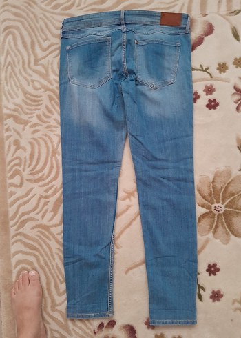 m Beden mavi Renk Kadın Mavi Parlak Denim Pantolon