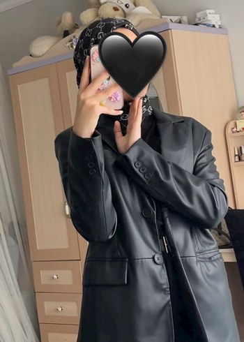 Siyah Deri Kadın Blazer Ceket