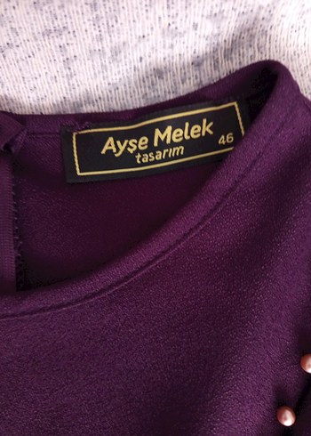 46 Beden mor Renk Drapeli İşlemeli Mor Kadın tunik takım