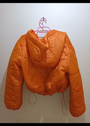 Turuncu Kısa Kadın Şişme Mont - Görsel 4