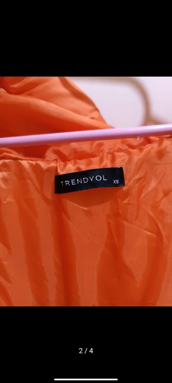 Turuncu Kısa Kadın Şişme Mont - Görsel 2