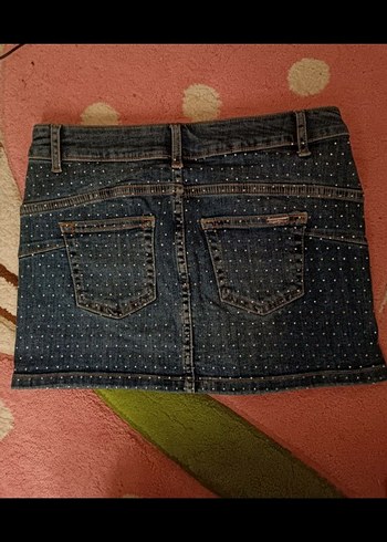 taşlı Mini kot Etek - Görsel 2