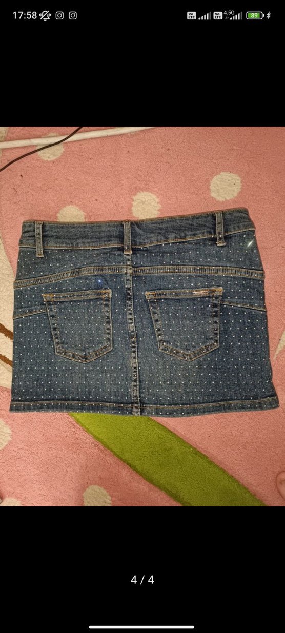 taşlı Mini kot Etek - Görsel 4