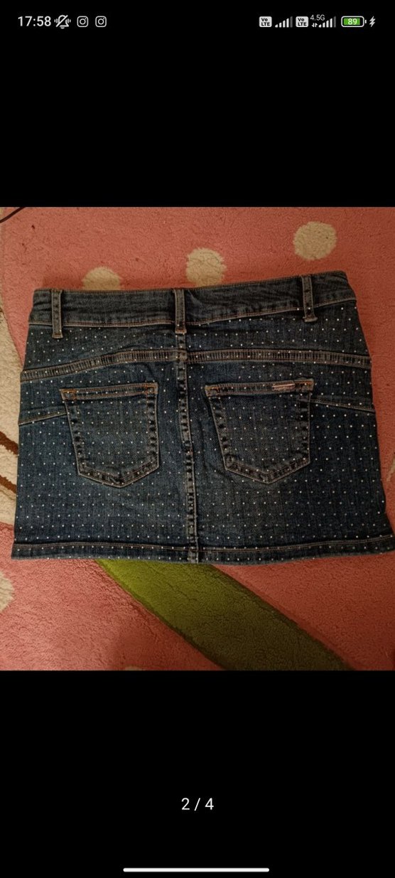 taşlı Mini kot Etek - Görsel 2