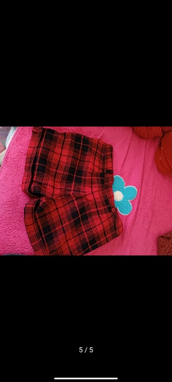 Kırmızı Desenli Mini Şort - Görsel 5