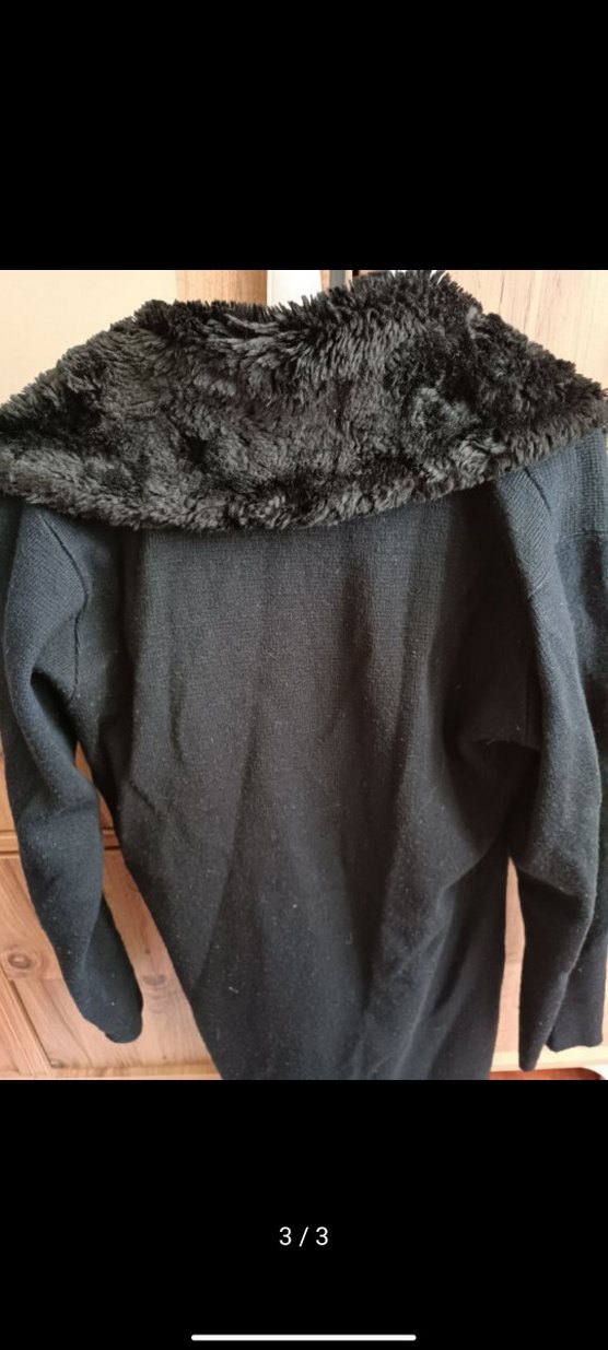 Siyah Peluş kürk Detaylı Uzun Kadın Kaban - Görsel 3