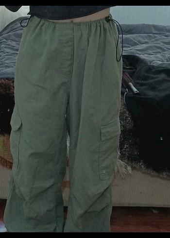 Gri Bol Kesim kargo pantolon - Görsel 3