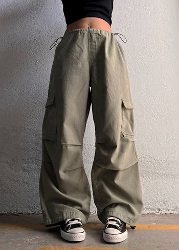 Gri Bol Kesim kargo pantolon - Görsel 2