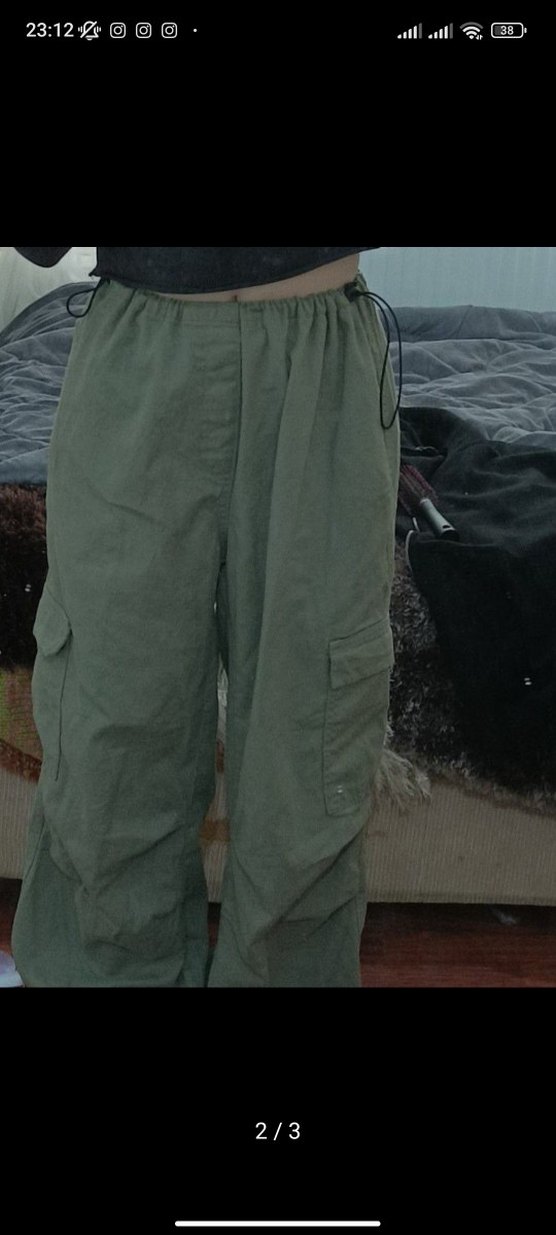 Gri Bol Kesim kargo pantolon - Görsel 3