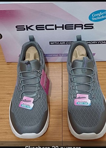 Skechers Gri Kadın Spor Ayakkabı Velcro Tabanlı