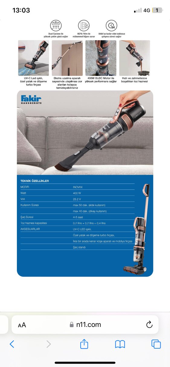 Fakir Inovax Çok Fonksiyonlu Dikey Süpürge - Görsel 3