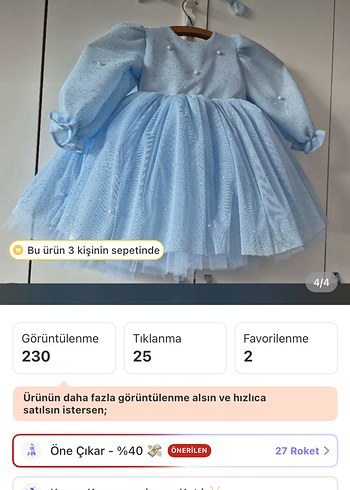 Mavi Fiyonklu Klasik Kız Çocuk Elbisesi - Görsel 3