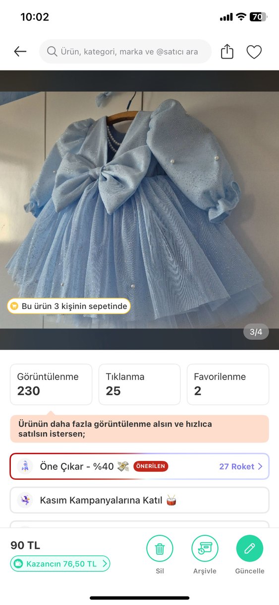 Mavi Fiyonklu Klasik Kız Çocuk Elbisesi - Görsel 4