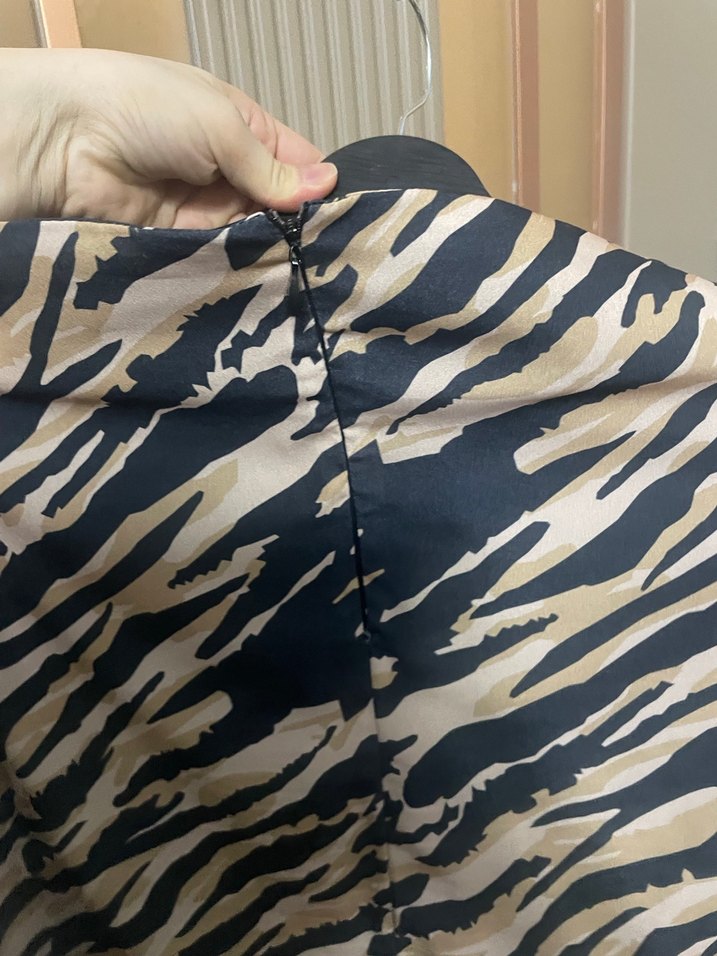 Kahverengi Zebra Desenli Midi Etek - Görsel 2