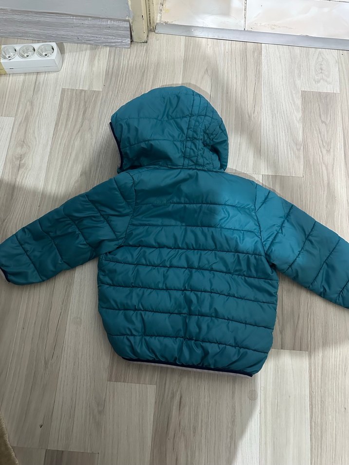 Erkek Çocuk Turkuaz Mavi Kapüşonlu Mont - Görsel 2