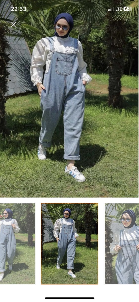 Kadın Denim Salaş Tulum - Görsel 2