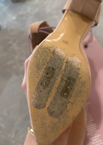 Bej Süet Bağcıklı Kadın Topuklu Ayakkabı - Görsel 7