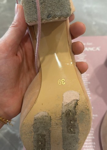 Bej Süet Bağcıklı Kadın Topuklu Ayakkabı - Görsel 6