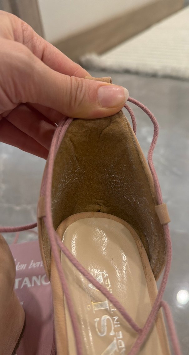 Bej Süet Bağcıklı Kadın Topuklu Ayakkabı - Görsel 4