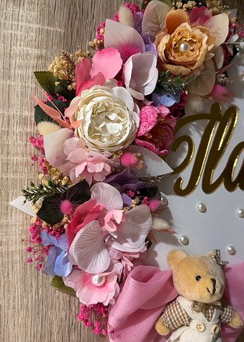 Pembe Çiçekli Vintage Broş Kurdeleli - Görsel 3