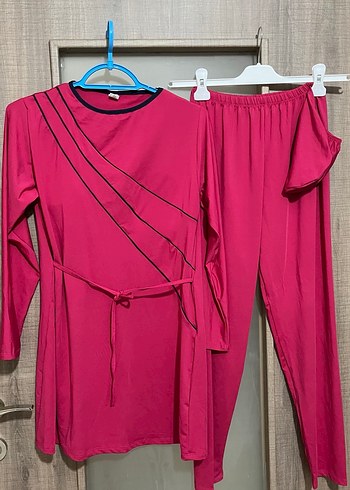 Kadın Pembe Uzun Kollu Tesettür Mayo - Görsel 2