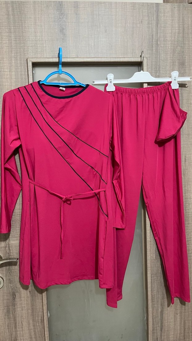 Kadın Pembe Uzun Kollu Tesettür Mayo - Görsel 2