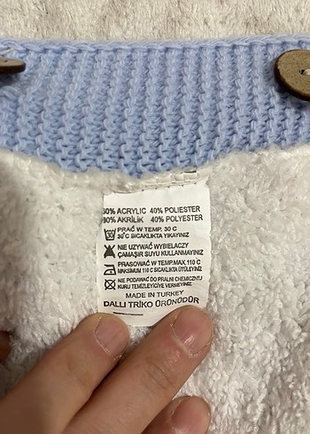 Mavi Nakışlı Örgü Bebek Battaniyesi - Görsel 5