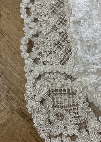 Nakışlı Vintage Beyaz Masa Örtüsü 4 parça - Görsel 6