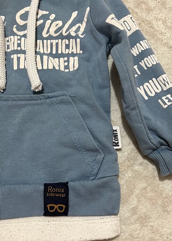 Kapüşonlu Mavi Erkek Sweatshirt - Görsel 3