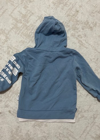 Kapüşonlu Mavi Erkek Sweatshirt - Görsel 6