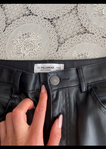 Kadın Siyah Deri pantolon - Görsel 2