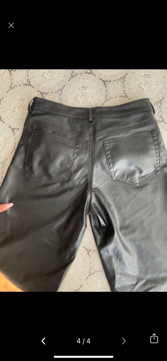 Kadın Siyah Deri pantolon - Görsel 4