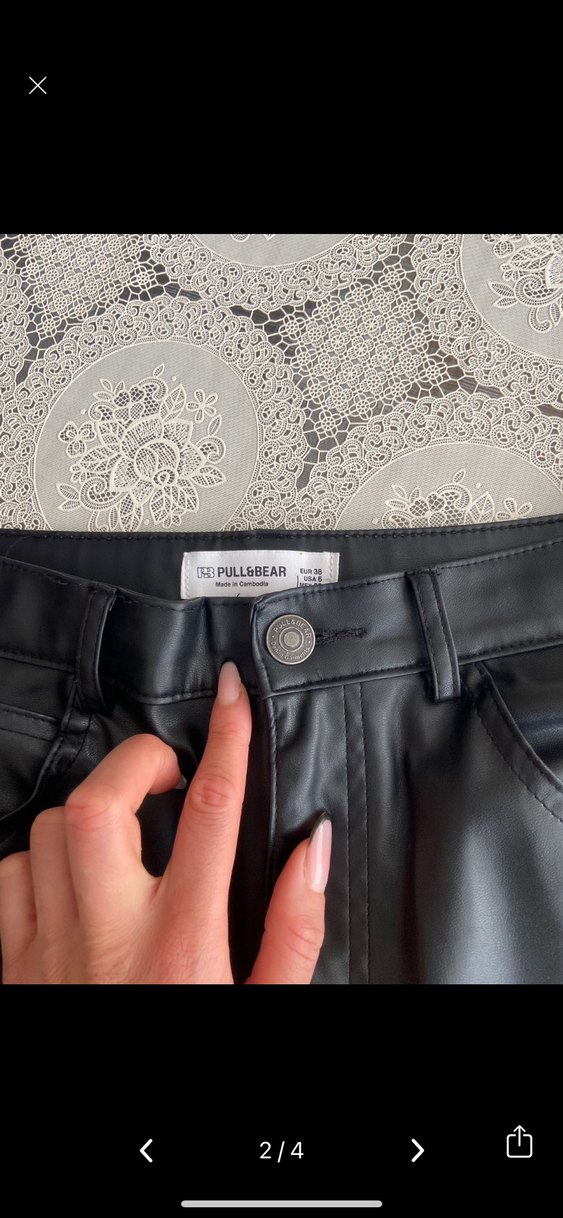 Kadın Siyah Deri pantolon - Görsel 2