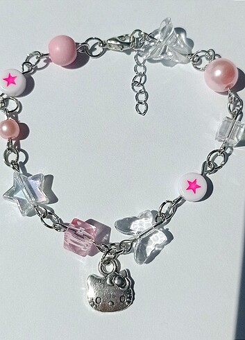  Beden pembe Renk Pembe Hello Kitty Charm Bileklik 